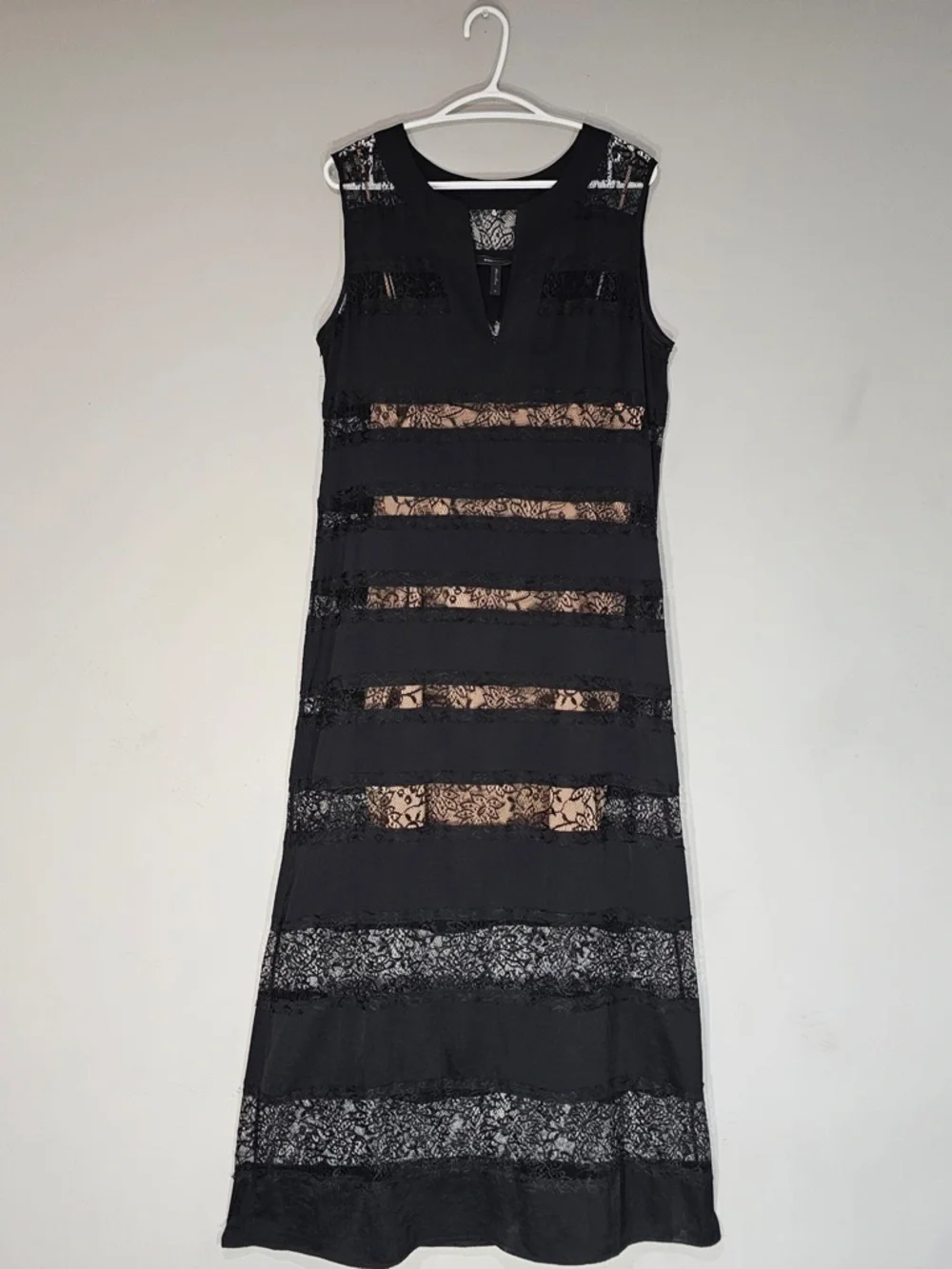 BCBG Angie Black Lace Panel Maxi Dress Size M - Picture 2 of 11